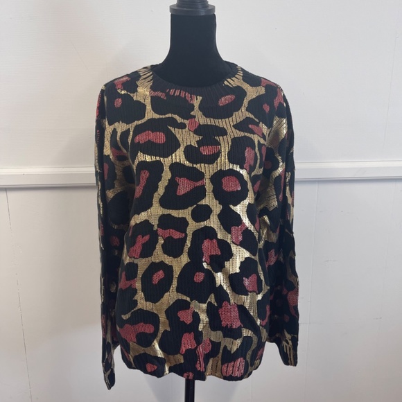 Shine On Leopard Balloon Sleeve Sweater - Picture 3 of 9